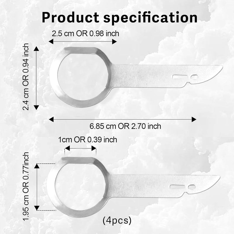 RBOKO 4Pcs Radio Removal Tool kit, Easy Grip Handles and Stiff Blades Compatible with VW Volkswagen, Mercedes Benz, Stereo Single and Double DIN Replacement Key for 1C0-051-530, T87P-19061-A (Silver) - Image 2